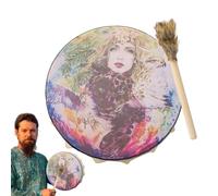 Teksome Tambores chamánicos siberianos, tambor chamánico hecho a mano, Tambor de leopardo de belleza chamánica, Instrumentos musicales con sonido único y auténtico para músicos experimentados y