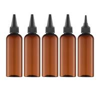 Tekson Hair Color Applicator Bottles 5 Pack Refillable Squeeze Bottle Empty Plastic Twist Top Cap Bottles 3.4 OZ Amber