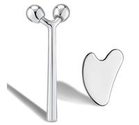 Tekson Masajeador de rodillo facial, herramienta de masaje facial de metal 3D GuaSha para reducir la hinchazón, levantamiento facial, antienvejecimiento, tensor de la piel