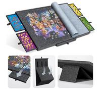 Tektalk Mesa de rompecabezas con soporte ajustable integrado, 3 ángulos de inclinación, tablero de puzzle de fieltro superligero con tapa y 4 cajones clasificadores, capacidad para hasta 1500 piezas,