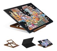 Tektalk Rompecabezas plegable con 3 soportes ajustables en ángulo/soporte, ligero y portátil, plataforma con caballete de madera, mesa de rompecabezas de fieltro plegable, para hasta 1000 piezas,