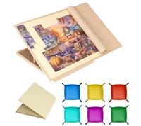 Tektalk Tablero de rompecabezas plegable con soporte ajustable de 4 ángulos, meseta portátil ligera con caballete de madera, mesa de rompecabezas plegable de fieltro, para hasta 1500 piezas (beige)