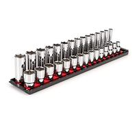 TEKTON 1/2 Inch Drive 6-Point Socket Set with Rails, 30-Piece (10-24 mm) | SHD92211