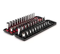 TEKTON 1/4 Inch Drive 12-Point Socket Set with Rails, 50-Piece (5/32-9/16 in, 4-15 mm) | SHD90216