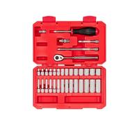 TEKTON 1/4 Inch Drive 6-Point Socket and Ratchet Set, 34-Piece (4-15 mm) | SKT05202