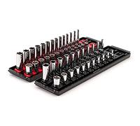 TEKTON 1/4 Inch Drive 6-Point Socket Set with Rails, 50-Piece (5/32-9/16 in, 4-15 mm) | SHD90215