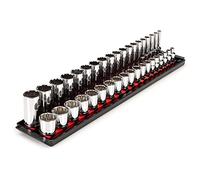 TEKTON 3/8 Inch Drive 12-Point Socket Set with Rails, 38-Piece (6-24 mm) | SHD91212