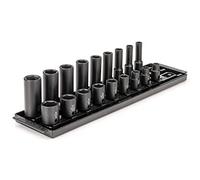 TEKTON 3/8 Inch Drive 6-Point Impact Socket Set with Rails, 18-Piece (5/16-3/4 in.) | SID91208