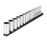 TEKTON 3/8 Inch Drive Deep 12-Point Socket Set, 34-Piece (1/4-1 in, 6-24 mm) | SHD91208