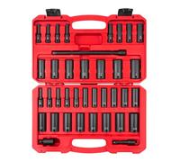 TEKTON 3/8 Inch Drive Deep 6-Point Impact Socket Set, 37-Piece (1/4-1 in, 6-24 mm) | SID91403