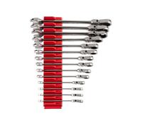 TEKTON Flex Head WRC95302 - Juego de llaves combinadas de trinquete de 12 puntos con organizador modular de llaves, 14 piezas (6-19 mm)