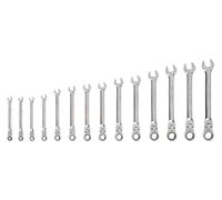 TEKTON Juego de llaves combinadas de trinquete de 12 puntos de cabeza flexible, 14 piezas (6-19 mm) | WRC95002