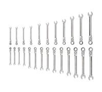 TEKTON Juego de llaves combinadas de trinquete de 12 puntos de cabeza flexible, 25 piezas (1/4-3/4 pulgadas, 6-19 mm) | WRC95004