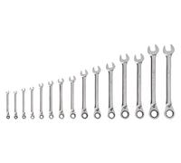 TEKTON Juego de llaves combinadas reversibles de trinquete de 12 puntos, 15 piezas (1/4-1 pulgada) | WRC94001