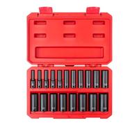 TEKTON Juego de llaves de impacto de 6 puntos de transmisión de 3/8 pulgadas, 19 piezas (6-24 mm) - Estuche | SID91303