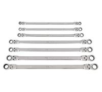 TEKTON Juego de llaves de trinquete de 12 puntos de cabeza flexible larga, 7 piezas (6-19 mm) | WRB96001