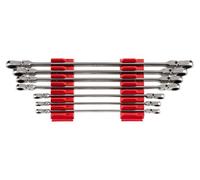 TEKTON Juego de llaves de trinquete de 12 puntos de cabeza flexible larga con organizadores modulares, 7 piezas (6-19 mm) | WRB96301