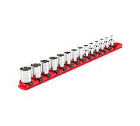 TEKTON Juego de llaves de vaso de 12 puntos con riel, 14 piezas (4-15 mm) | SHD90112