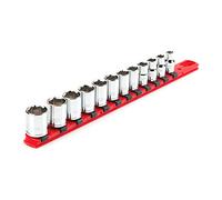TEKTON Juego de llaves de vaso de 6 puntos con riel, 12 piezas (8-19 mm) | SHD91102