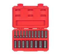 TEKTON Juego de zócalos de impacto de 12 puntos de impulsión profunda de 3/8 pulgadas, 19 piezas (6-24 mm) | SID91307
