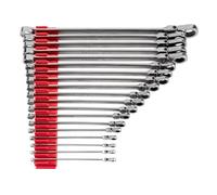 TEKTON Long Fixed/Flex Head 12-Point Ratcheting Box End Wrench Set with Modular Organizers, 19-Piece (6-24 mm) | WRB95304