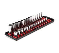 TEKTON SHD90211 - Juego de llaves de vaso de 6 puntos con rieles, 28 piezas (4-15 mm)