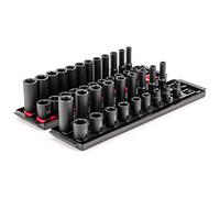 TEKTON SID91216 - Juego de llaves de vaso de impacto de 6 puntos con rieles, 42 piezas (5/16-3/4 pulgadas, 8-19 mm)