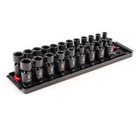 TEKTON SID97200 - Juego de llaves de impacto de junta universal de 6 puntos con rieles y bandeja, 21 piezas (5/16-3/4 pulgadas, 8-19 mm)