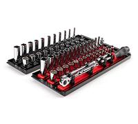 TEKTON SKT03302 - Juego de llaves de vaso y trinquete de 12 puntos con rieles, 57 piezas (5/32-9/16 pulgadas, 4-15 mm)