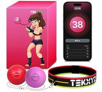 TEKXYZ® Pelota de Boxeo con App y Comunidad Online, 2 Niveles de Dificultad, Banda para la Cabeza, Ideal para Reacción, Agilidad, Velocidad de Golpe, Habilidad y Coordinación Mano-Ojo