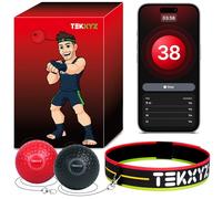 TEKXYZ® Pelota de Boxeo con App y Comunidad Online, 2 Niveles de Dificultad, Banda para la Cabeza, Ideal para Reacción, Agilidad, Velocidad de Golpe, Habilidad y Coordinación Mano-Ojo