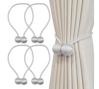 Tel Charme * 4 alzapaños magnéticos para cortinas, alzapaños negros con imanes, alzapaños para cortinas, alzapaños para pinzas de cortina, cortinas para el hogar, oficina, decoración (gris)