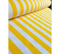 Tela a rayas Sofía - 4 cm de ancho para cortinas, tapicería, decoración del hogar, camino de mesa, material - 6 colores - 140 cm de ancho (se vende por metro) (amarillo y blanco)