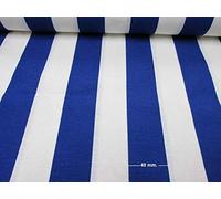 Tela a rayas Sofía - 4 cm de ancho para cortinas, tapicería, decoración del hogar, camino de mesa, material - 6 colores - 140 cm de ancho (se vende por metro) (azul y blanco)