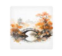 Tela autoadhesiva mágica para cámara de otoño, diseño de puente de árbol otoñal, para lente de cámara, protector de lentes, bolsa de maquillaje, 13.8 x 13.8 pulgadas, multicolor, 13.8x13.8in, moderno