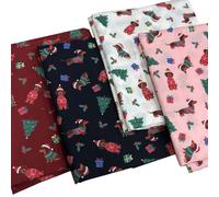 Tela con Patrón de Animales de Navidad - 1unid Tela Tejida Poliéster para Manualidades (50/100/200x150cm) - Ideal para DIY Decoración de Fiesta/Almohadas/Ropa/Gorros Navideños(Black,50X150cm)