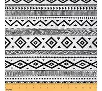 Tela con patrón geométrico blanco y negro por The Yard, tela decorativa con símbolo exótico de tribu retro, arte abstracto moderno para interiores y exteriores, simplicidad de moda, manualidades, 2
