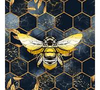 Tela de abeja miel por The Yard,tela geométrica de de mármol de panal para sillas,tela hexagonal moderna linda abeja para y proyectos de bricolaje,1 yarda,(92 x 150 cm) color azul dorado