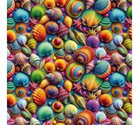 Tela de algodón 100%, popelin, tela de CONCHAS MARINAS 3D, manualidades y labores, bolsos, telas infantiles, 1 metro x 140 cms