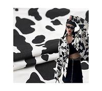 Tela de Algodón Blanco y Negro con Estampado de Vacas Tela de Sarga con Estampado Animal Material de Coser para Manualidades DIY Jeans Patchwork Confección Decoración del Hogar(Size:0.5x1.5 m)