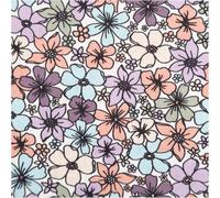 Tela de algodón con diseño de flores de popelina, color blanco, multicolor, 1,45 m de ancho, por metro, ideal para ropa, suéteres y mantas (145 cm de ancho)