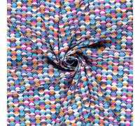Tela de algodón de popelina con círculos, color azul, 1,45 m de ancho, por metro, ideal para ropa, suéteres y mantas (145 cm de ancho)