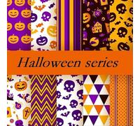 Tela de algodón estampada cuadrada con retazos para costura, acolchado, manualidades (calabaza, 70 unidades, 10 x 10 pulgadas)