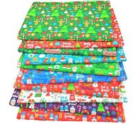 Tela de algodón estampada cuadrada para costura, acolchado, manualidades (Xmas, 70 unidades de 10 x 10 pulgadas)