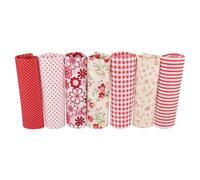 Tela de Algodón para Patchwork, 7 Piezas, Cuadrados 50x50 cm, Serie Flores Rojas - Material Resistente y Suave, Ideal para Manualidades y Costura Creativa (50 * 50cm)
