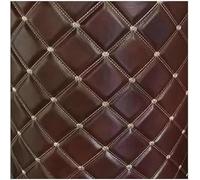 Tela de cuero sintético acolchado con patrón de rombos y respaldo de espuma for fundas de asientos de coche, manualidades, cabeceros y tapicería de muebles.(Deep Coffee,1.6x1m)