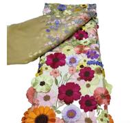 Tela de encaje bordado floral, tela de tul de red de flores para accesorios de ropa de boda, vestido de velo, manualidades, decoración vintage (estilo E)