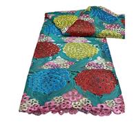 Tela de encaje bordado multicolor 5 yardas, material malla floral guipur soluble en agua for vestidos novia, fiesta y manualidades bricolaje (ancho 125-160 cm)(Blue)