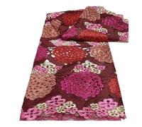 Tela de encaje bordado multicolor 5 yardas, material malla floral guipur soluble en agua for vestidos novia, fiesta y manualidades bricolaje (ancho 125-160 cm)(Red)