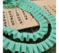 Tela de encaje de cuadros vichy plisada de precisión fina para hacer tú mismo, para sombreros, zapatos, tocados, cajas, cintas, ropa de niña, enaguas, costura, decoración, verde, 1 yarda